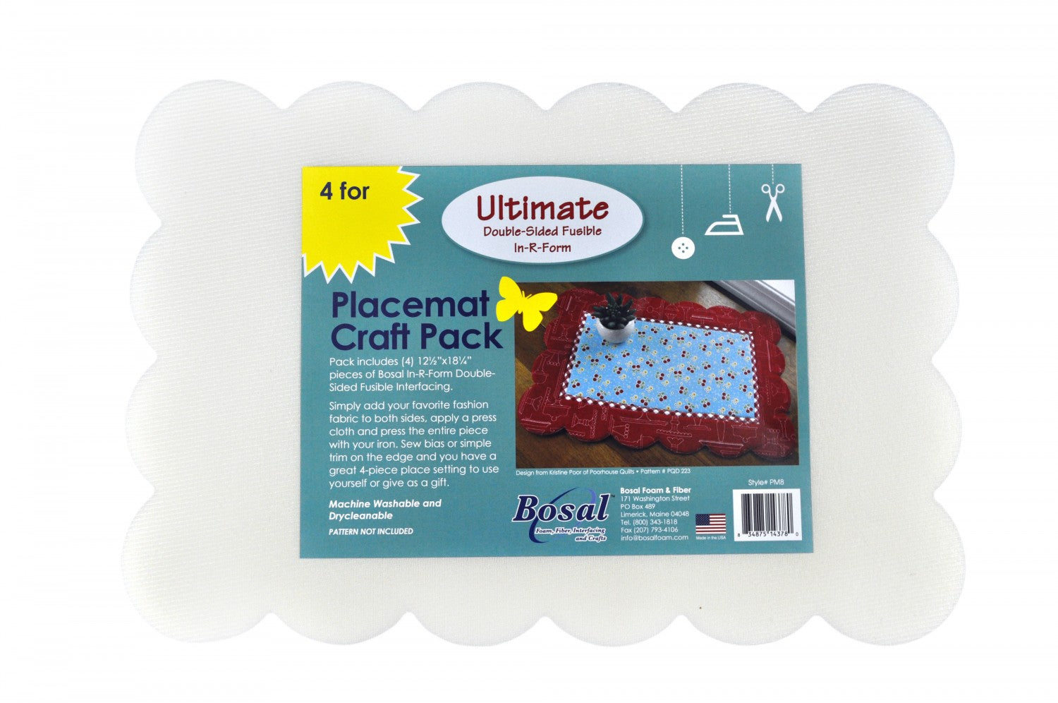 Bosal In-R-Foam Ultimate Double-Sided Fusible Foam 4/Pkg-Scalloped