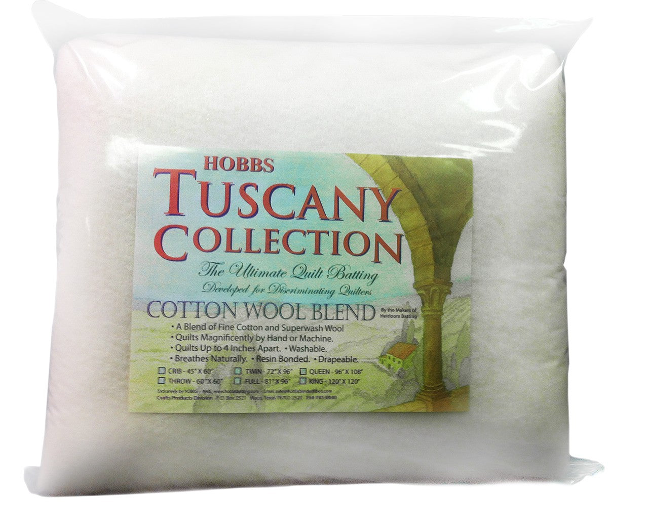 Hobbs Tuscany Unbleached 100% Natural Cotton Quilt Batting