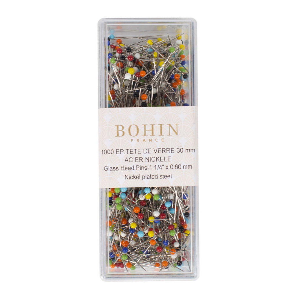 Bohin Glass Head Fine Pin Size 30mm-1 1/4in 150ct