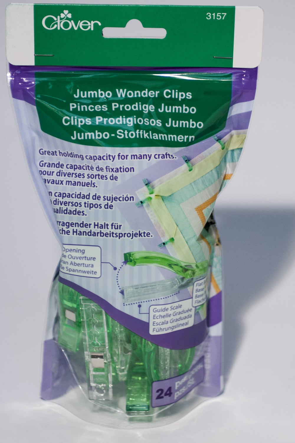 Clover Wonder Clips -- jumbo green (24 pieces) - 051221731570